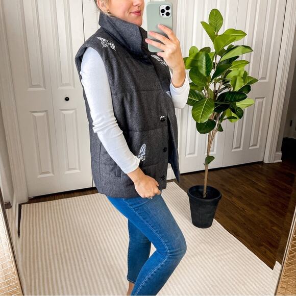 Seven Lab NYC Cashmere-Wool Butterfly Embroidered Vest - Picture 3 of 12